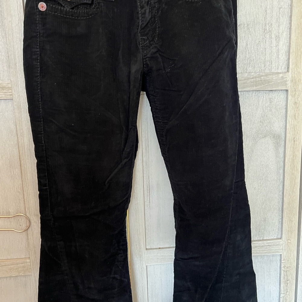 True Religion Joey Big T Black Flare Corduroy Pants